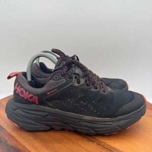 Hoka One One Challenger ATR 6 GTX Womens 8.5 Black Red Running Shoes Sneakers